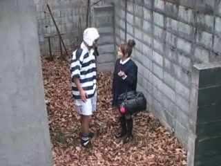 Japanese schoolgirl pleasures herself in public park